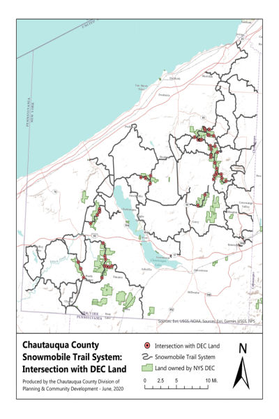 Chautauqua County Snowmobile Trail System: Intersection with DEC Land
